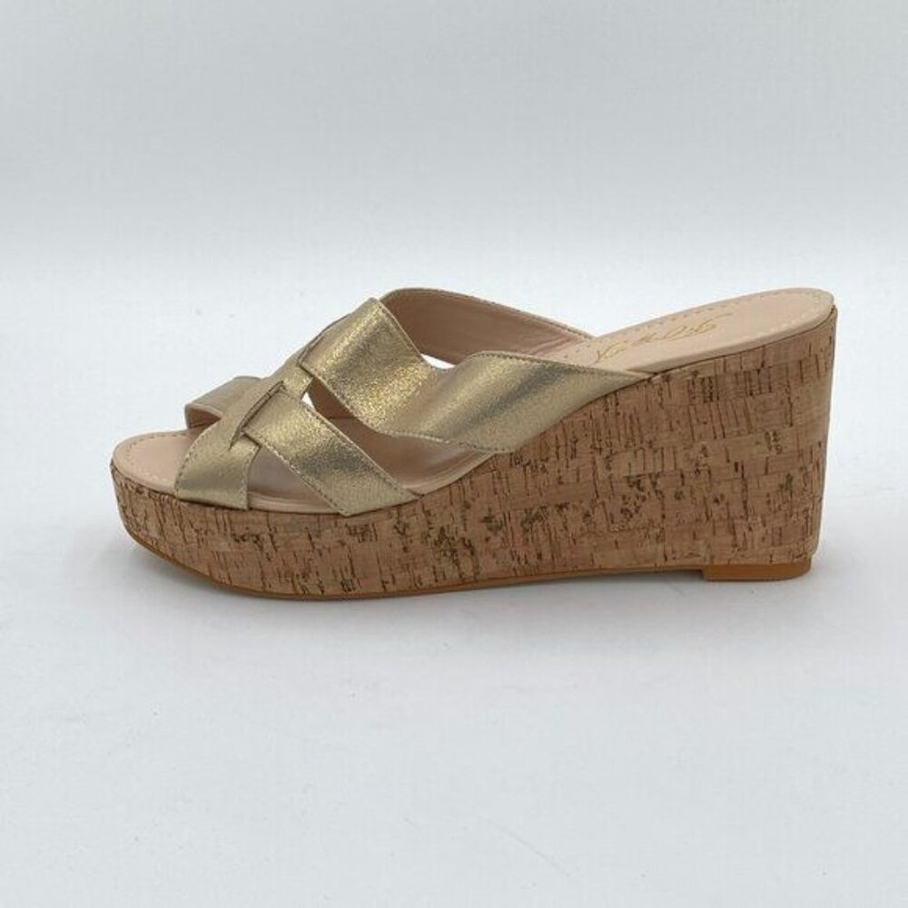 FOWT Women’s Cork Wedge Sandals Cross Strappy High Platform Open Toe Slippers